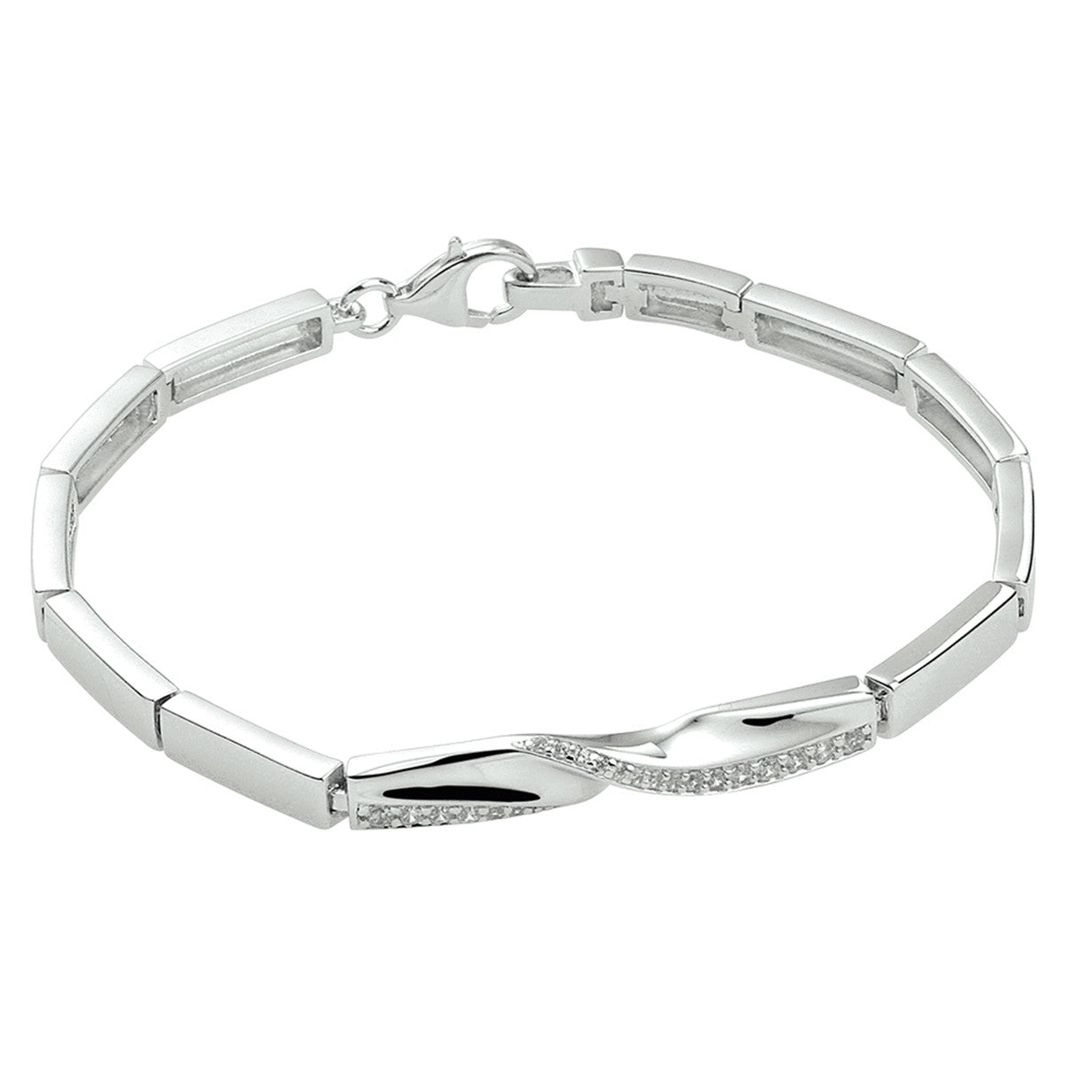 Zilver Gerhodineerd Armband Zirkonia 18,5 Cm 1328258 - PansiteNederland.nl