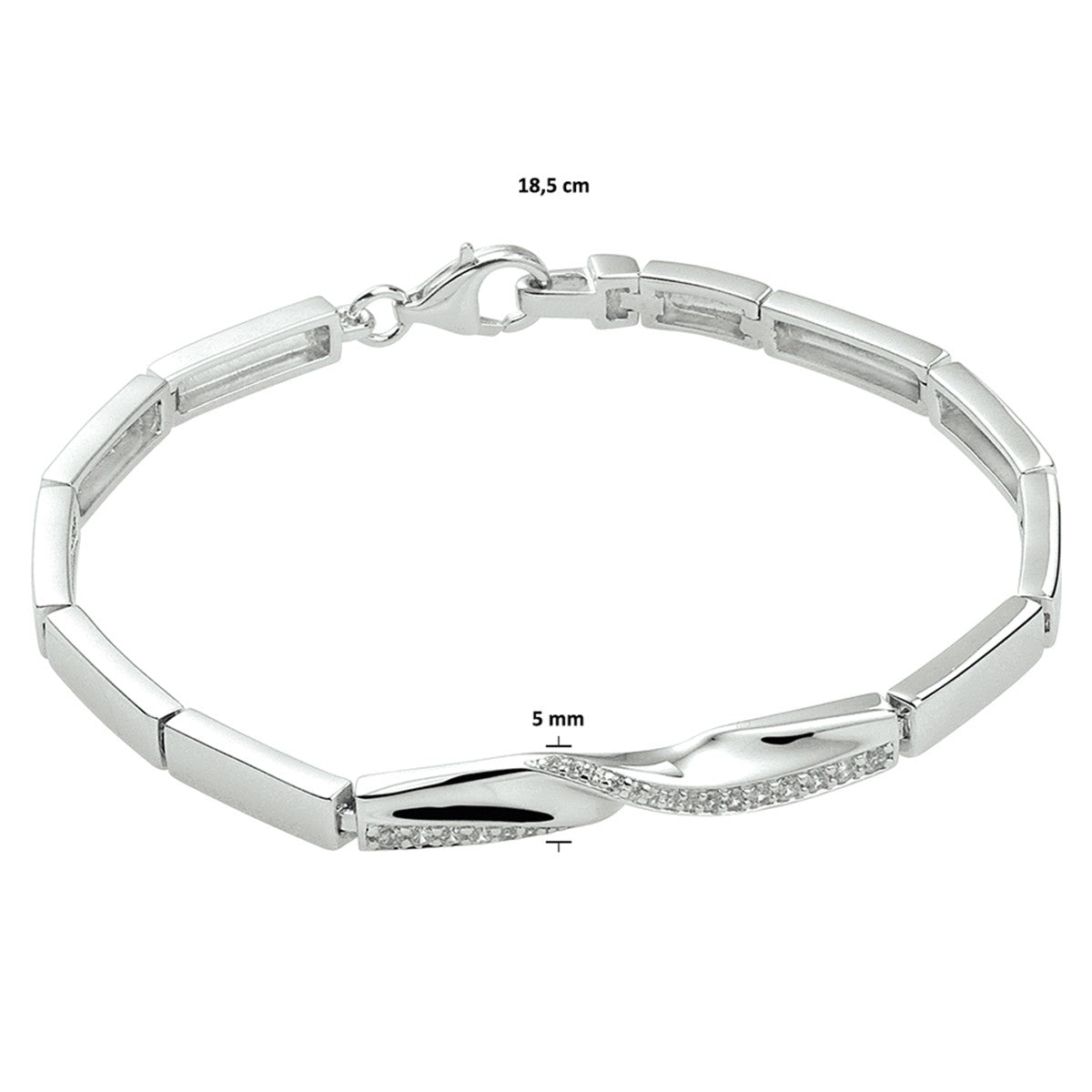Zilver Gerhodineerd Armband Zirkonia 18,5 Cm 1328258 - PansiteNederland.nl