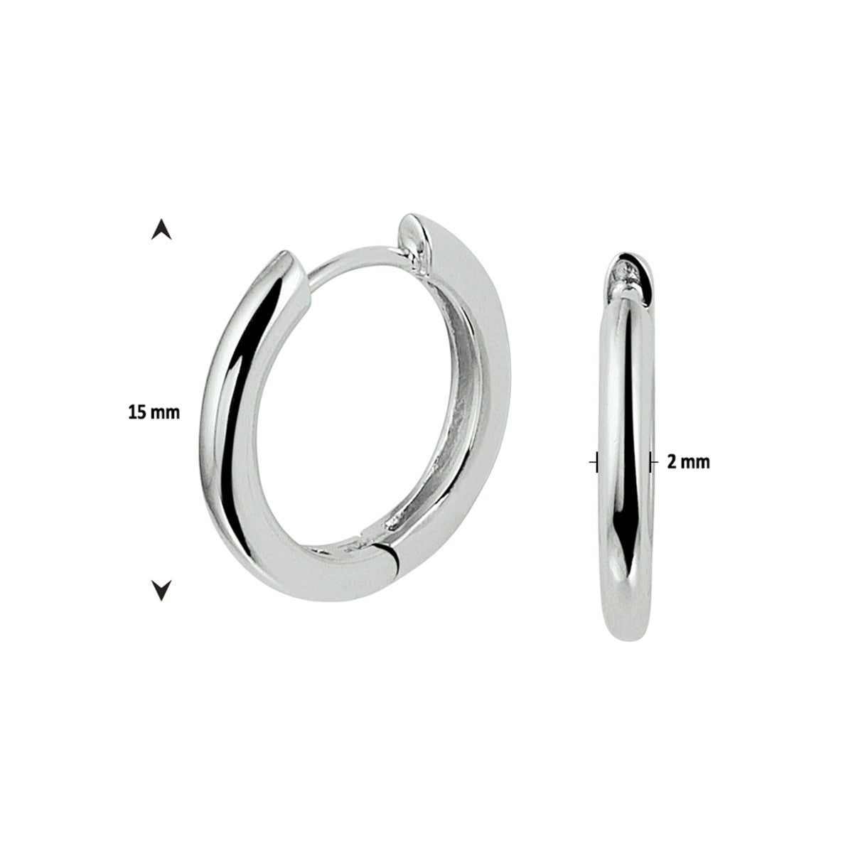 Zilver Gerhodineerd Klapoorringen 2,0 MM 1328283 - PansiteNederland.nl