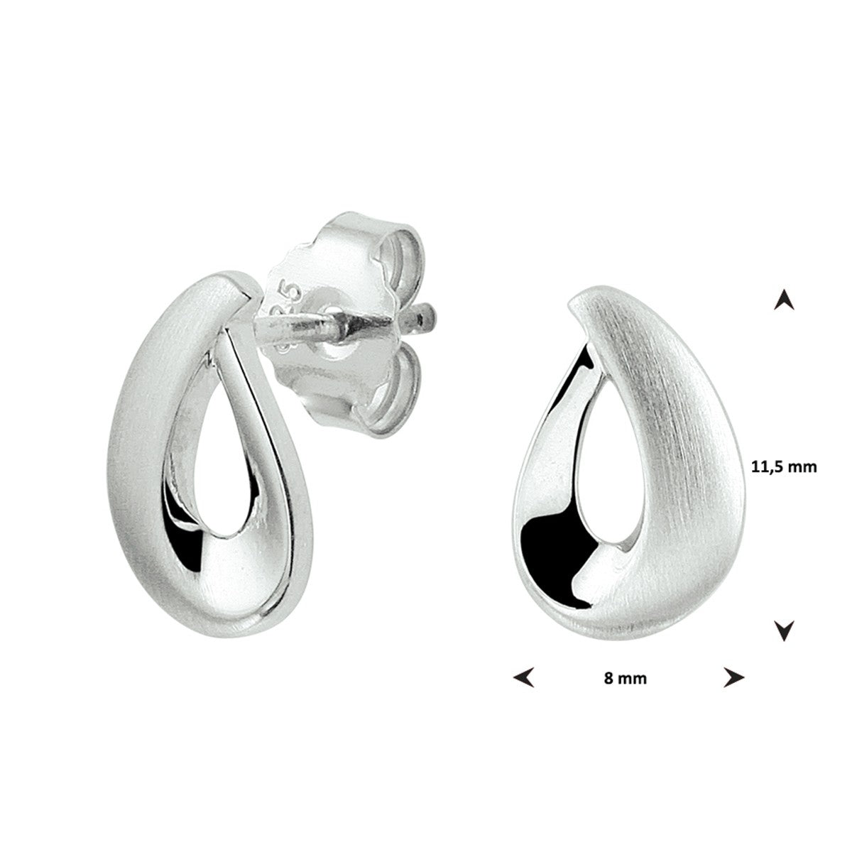 Zilver Gerhodineerd Oorknoppen Poli/Mat 1328368 - PansiteNederland.nl
