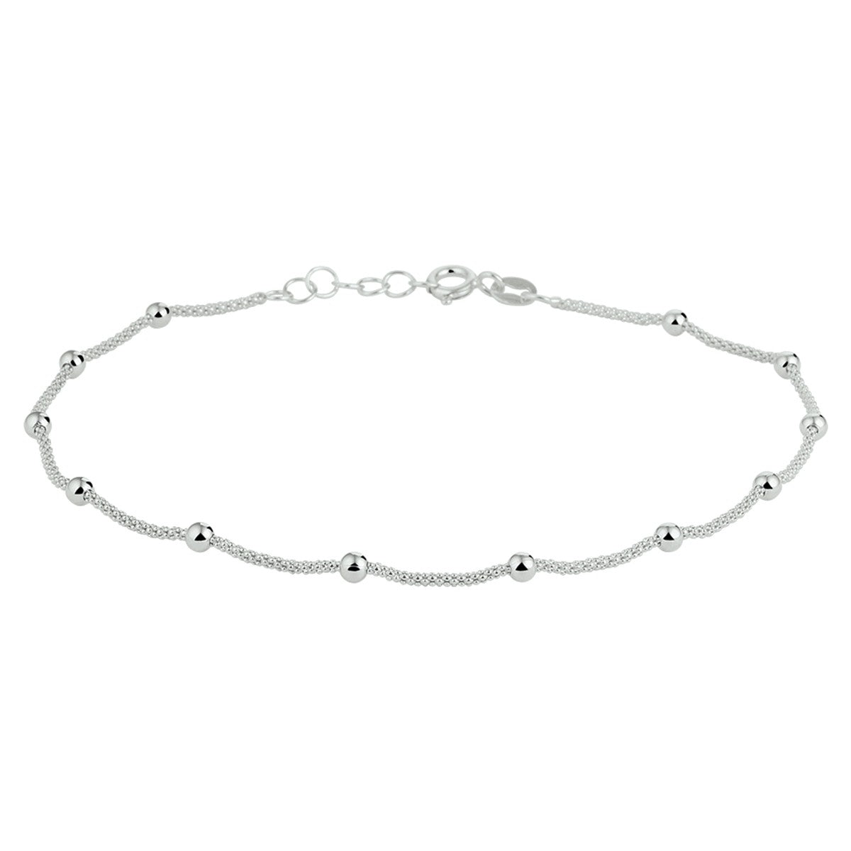 Zilver gerhodineerd enkelbandje bolletjes 3,0 mm 1328391 - PansiteNederland.nl