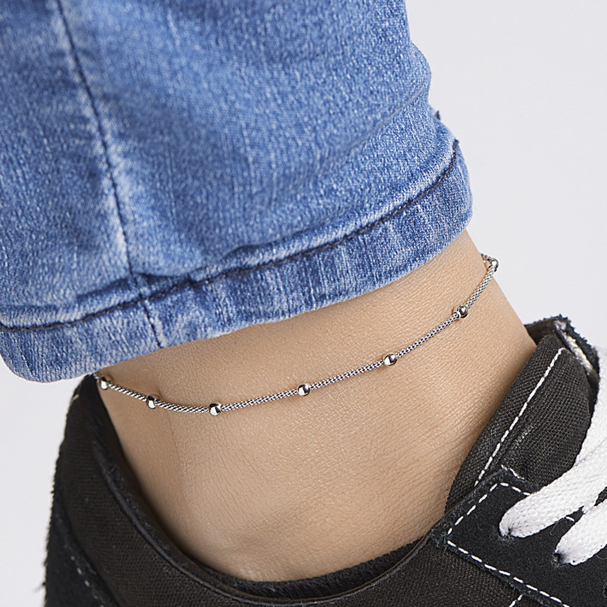 Zilver gerhodineerd enkelbandje bolletjes 3,0 mm 1328391 - PansiteNederland.nl