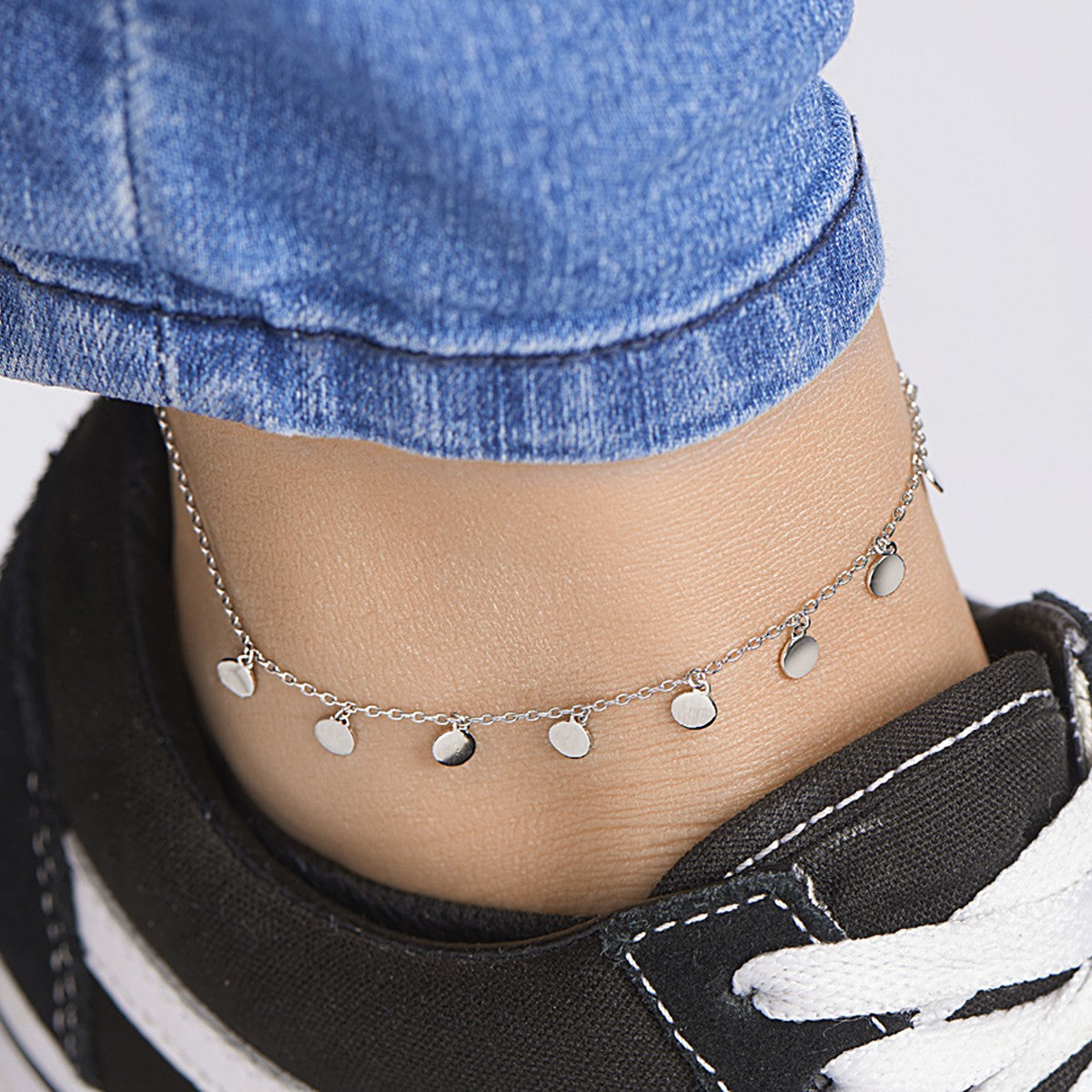 Zilver gerhodineerd enkelbandje rondjes 24 + 2 cm 1328392 - PansiteNederland.nl
