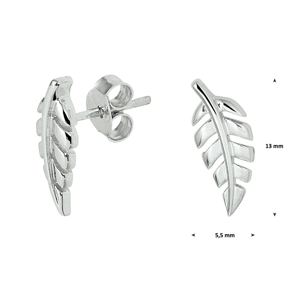 Zilver Gerhodineerd Oorknoppen Veer 1328436 - PansiteNederland.nl