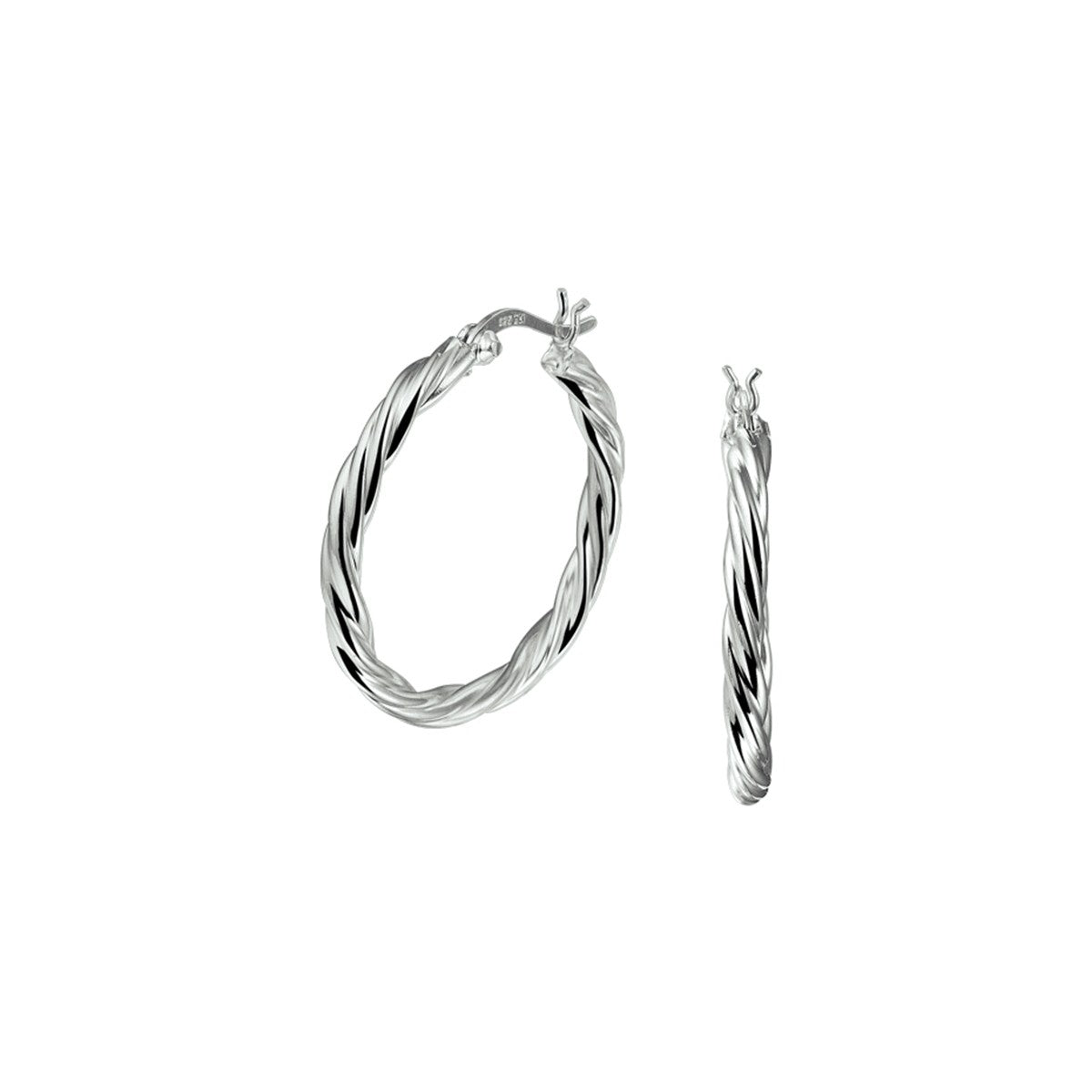 Zilver Gerhodineerd Oorringen Gedraaide Buis 1328505 - PansiteNederland.nl