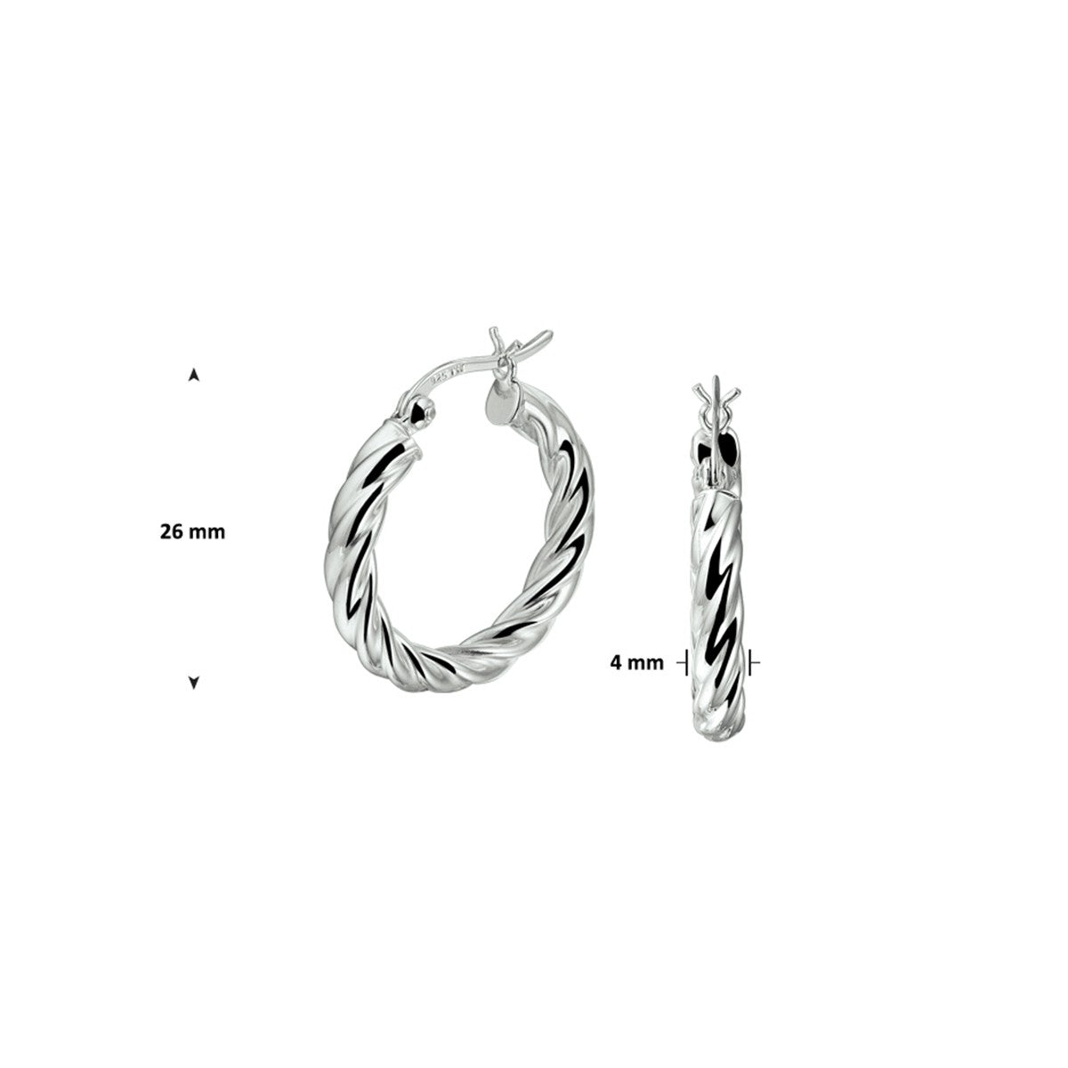 Zilver Gerhodineerd Oorringen Gedraaide Buis 1328506 - PansiteNederland.nl