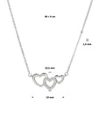 zilver gerhodineerd collier hartjes en zirkonia 40 + 4 cm 1328553