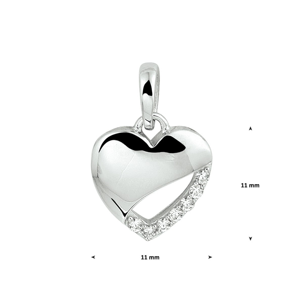 zilver gerhodineerd hanger hart zirkonia 1328659 - PansiteNederland.nl