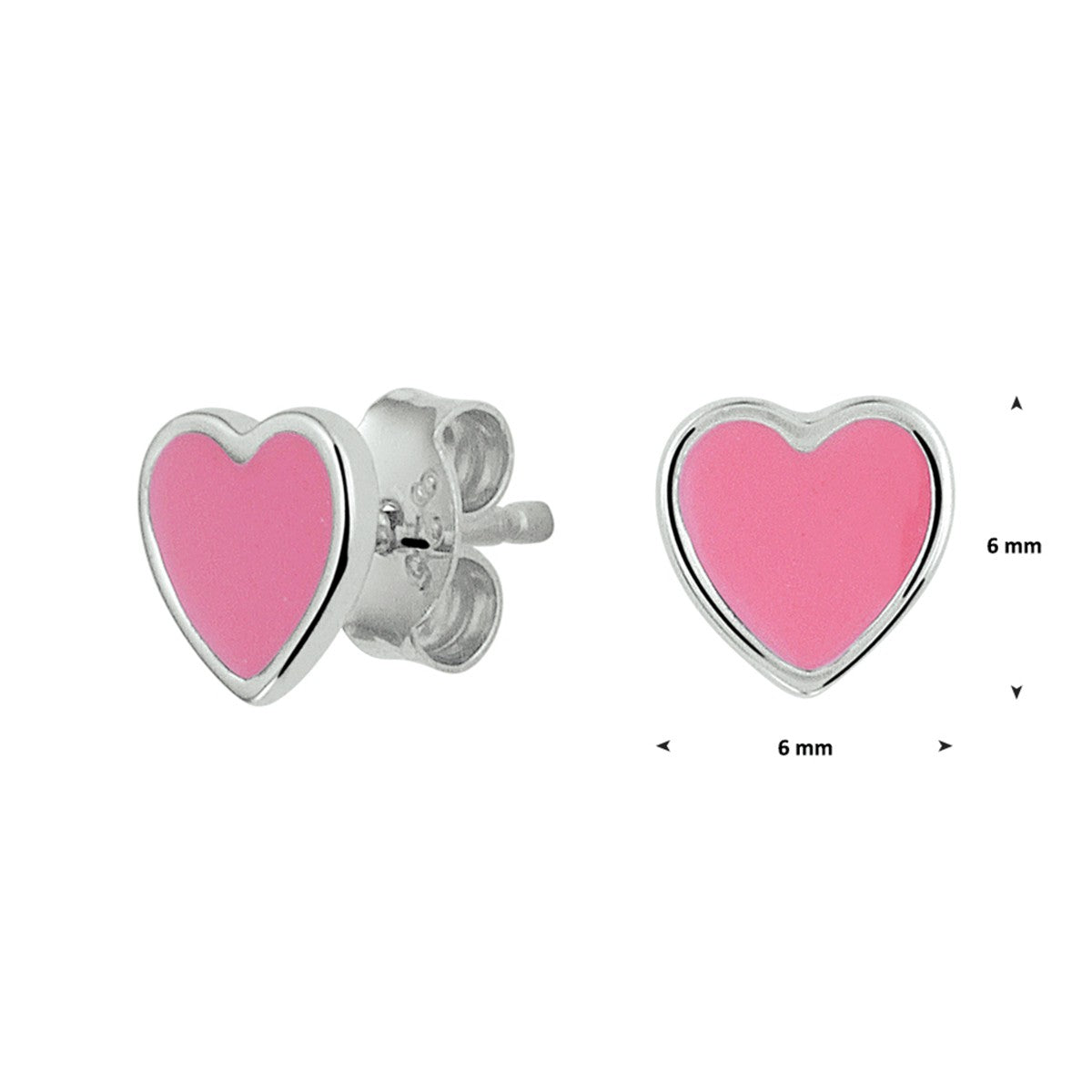 Zilver Gerhodineerd Oorknoppen Hart 1328668 - PansiteNederland.nl