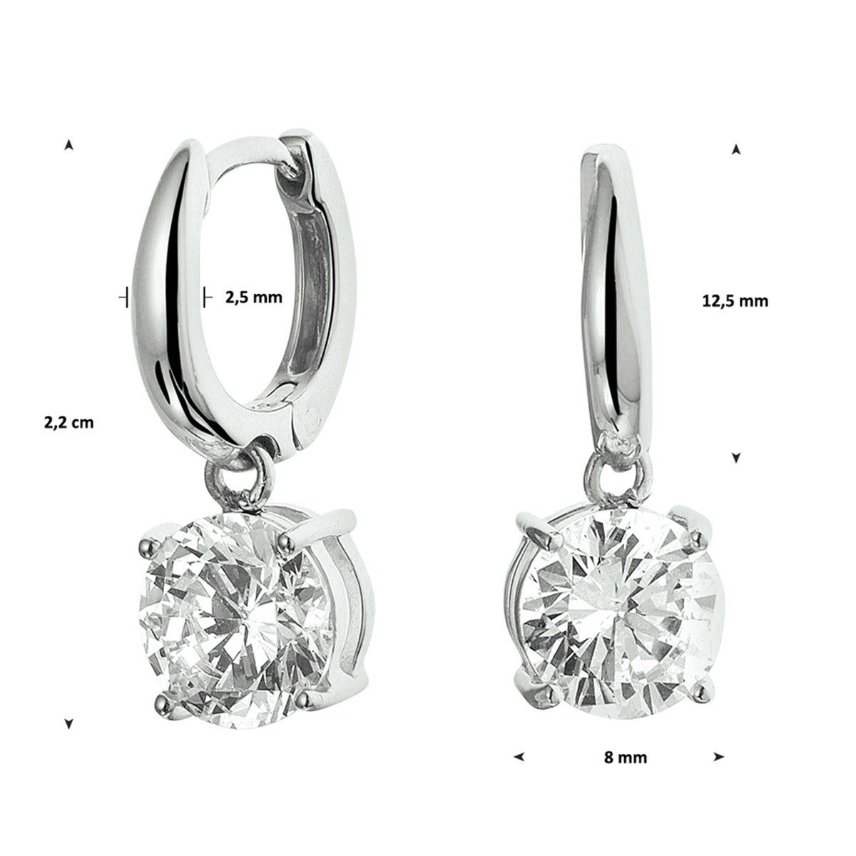 Zilver Gerhodineerd Klapoorringen Met Zirkonia 1328720