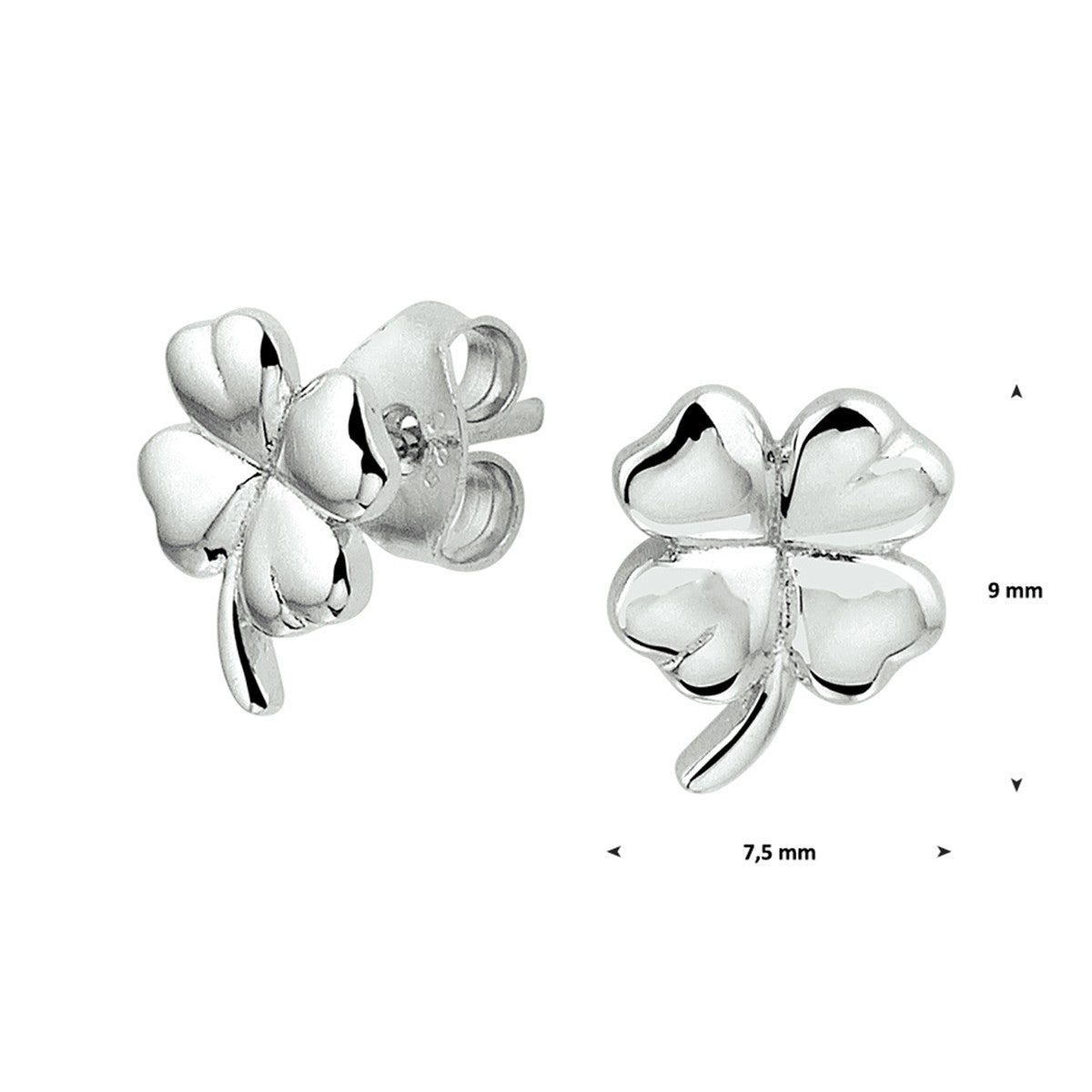 Zilver Gerhodineerd Oorknoppen Klaver 1328892 - PansiteNederland.nl