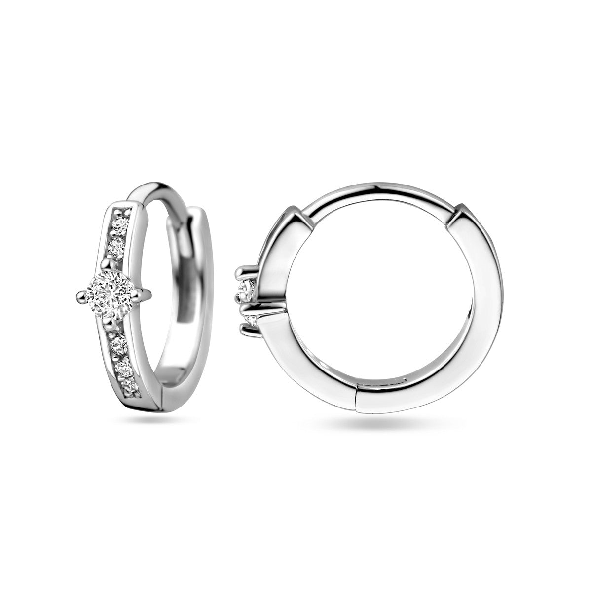 Zilver Gerhodineerd Klapoorringen Zirkonia 1328900 - PansiteNederland.nl