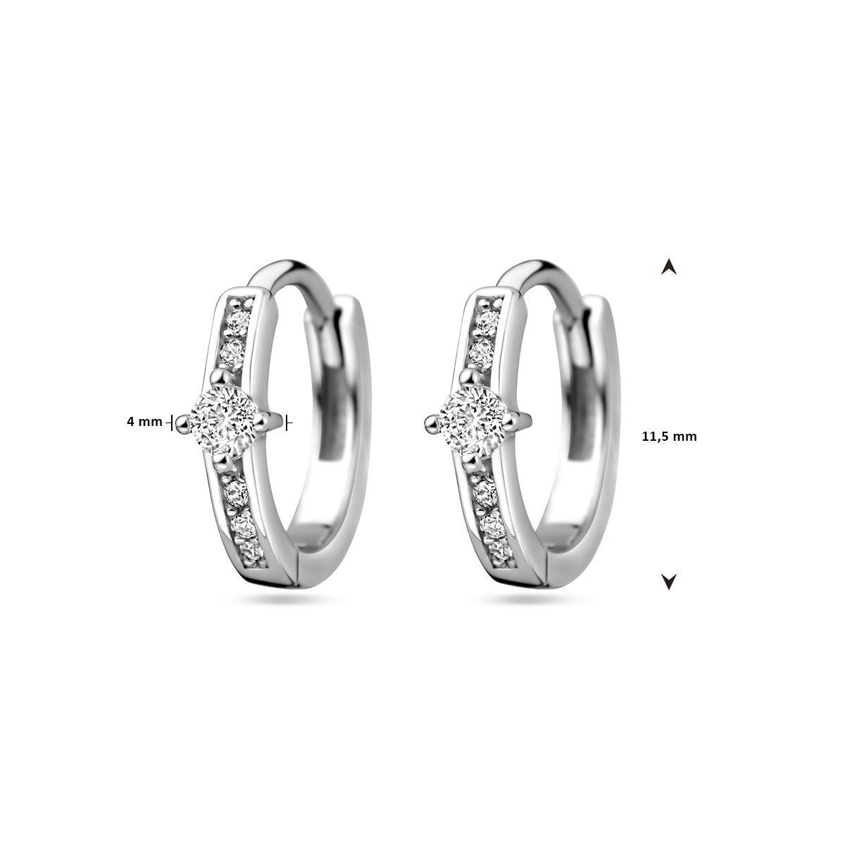 Zilver Gerhodineerd Klapoorringen Zirkonia 1328900 - PansiteNederland.nl