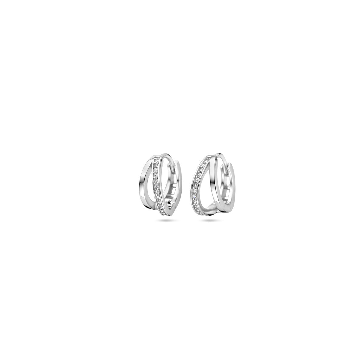 Zilver Gerhodineerd Klapoorringen Zirkonia 1328901 - PansiteNederland.nl