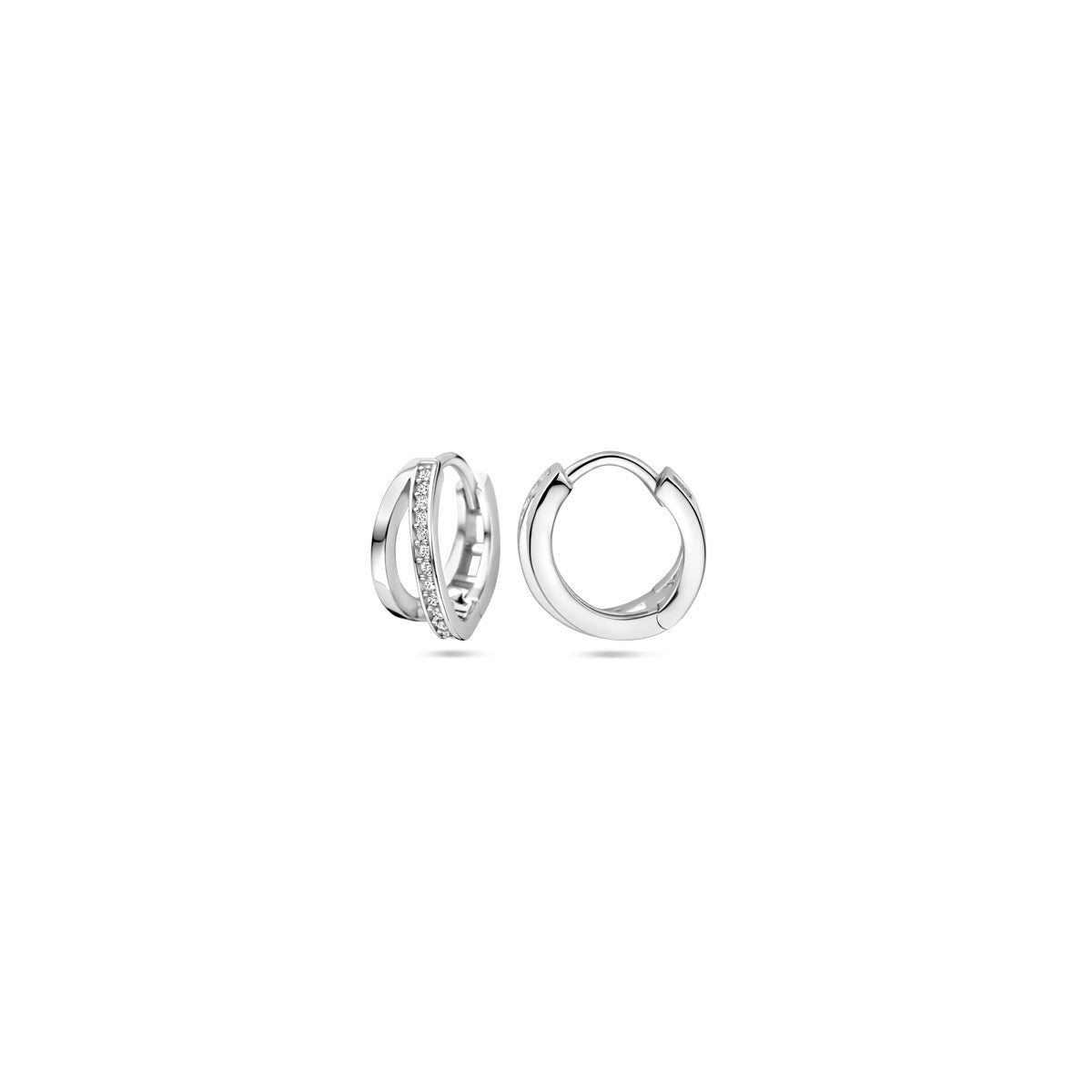 Zilver Gerhodineerd Klapoorringen Zirkonia 1328901 - PansiteNederland.nl