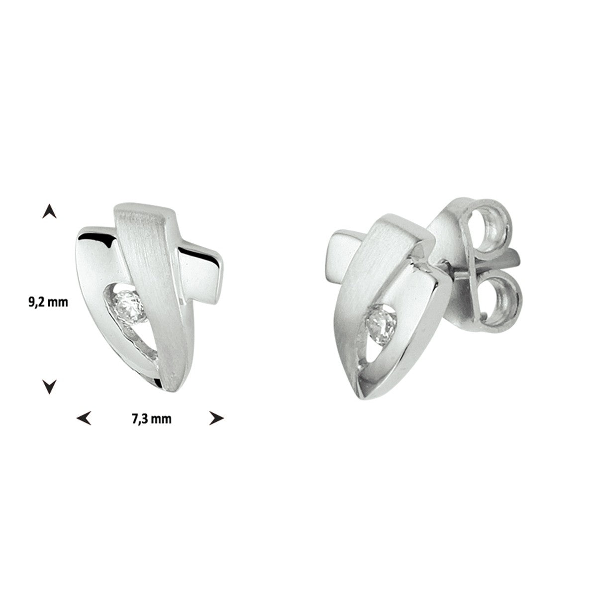 Zilver Gerhodineerd Oorknoppen Zirkonia 1329152 - PansiteNederland.nl