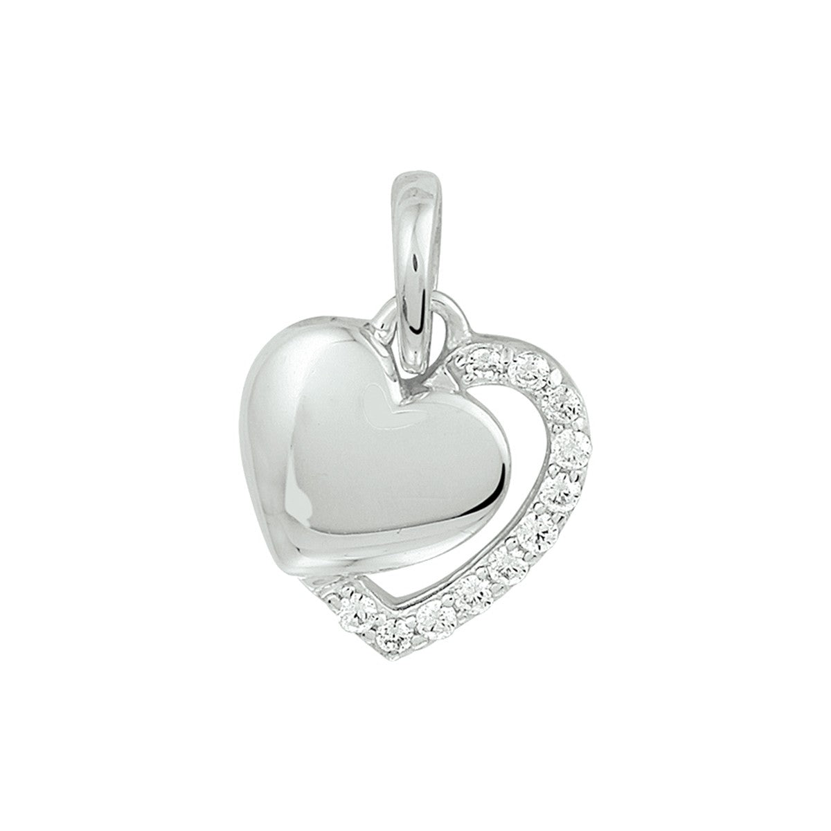 Zilveren gerhodineerde hanger hart zirkonia 1329162 - PansiteNederland.nl