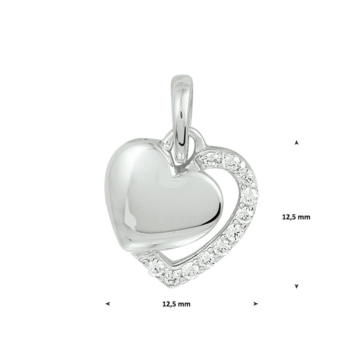 Zilveren gerhodineerde hanger hart zirkonia 1329162 - PansiteNederland.nl