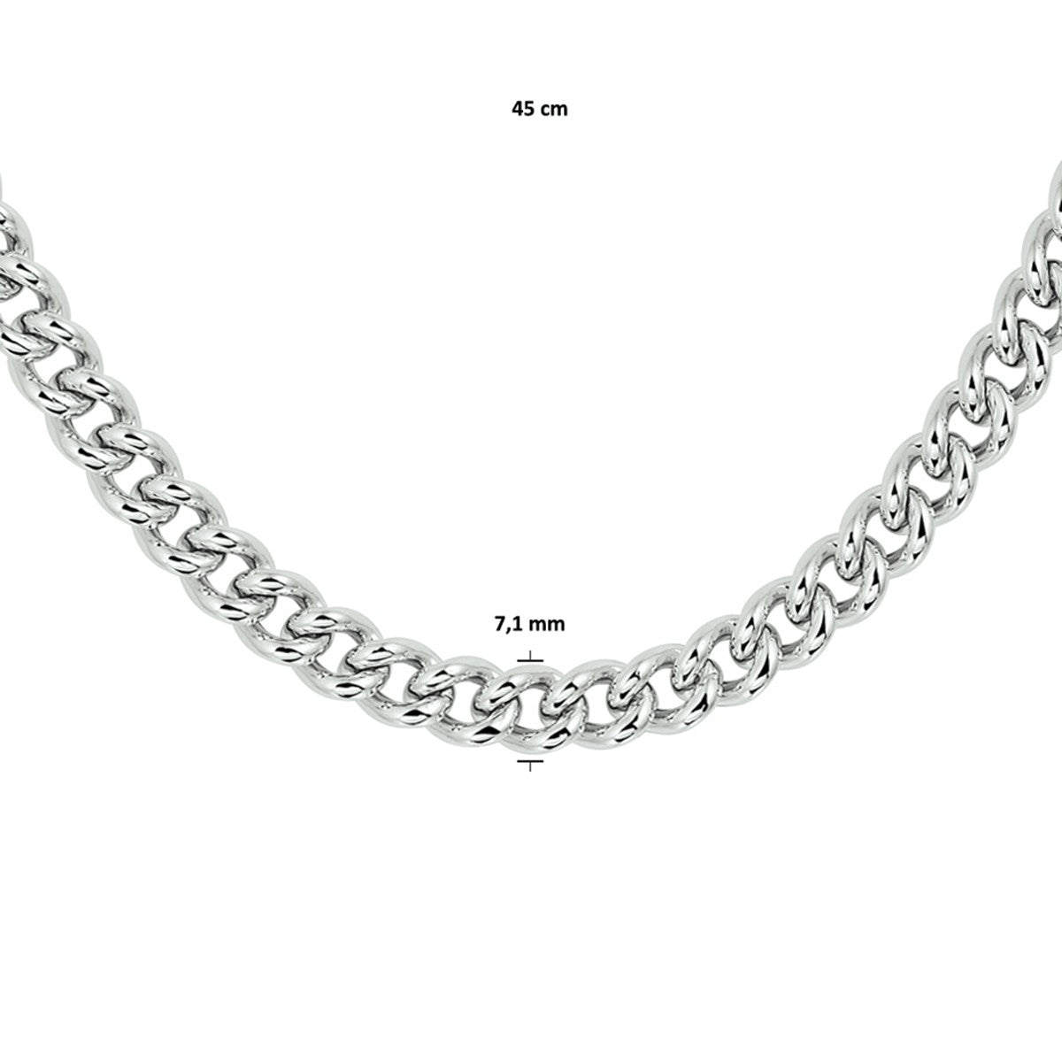 Zilver Gerhodineerd Gourmette 7,1 mm 1329185 - PansiteNederland.nl