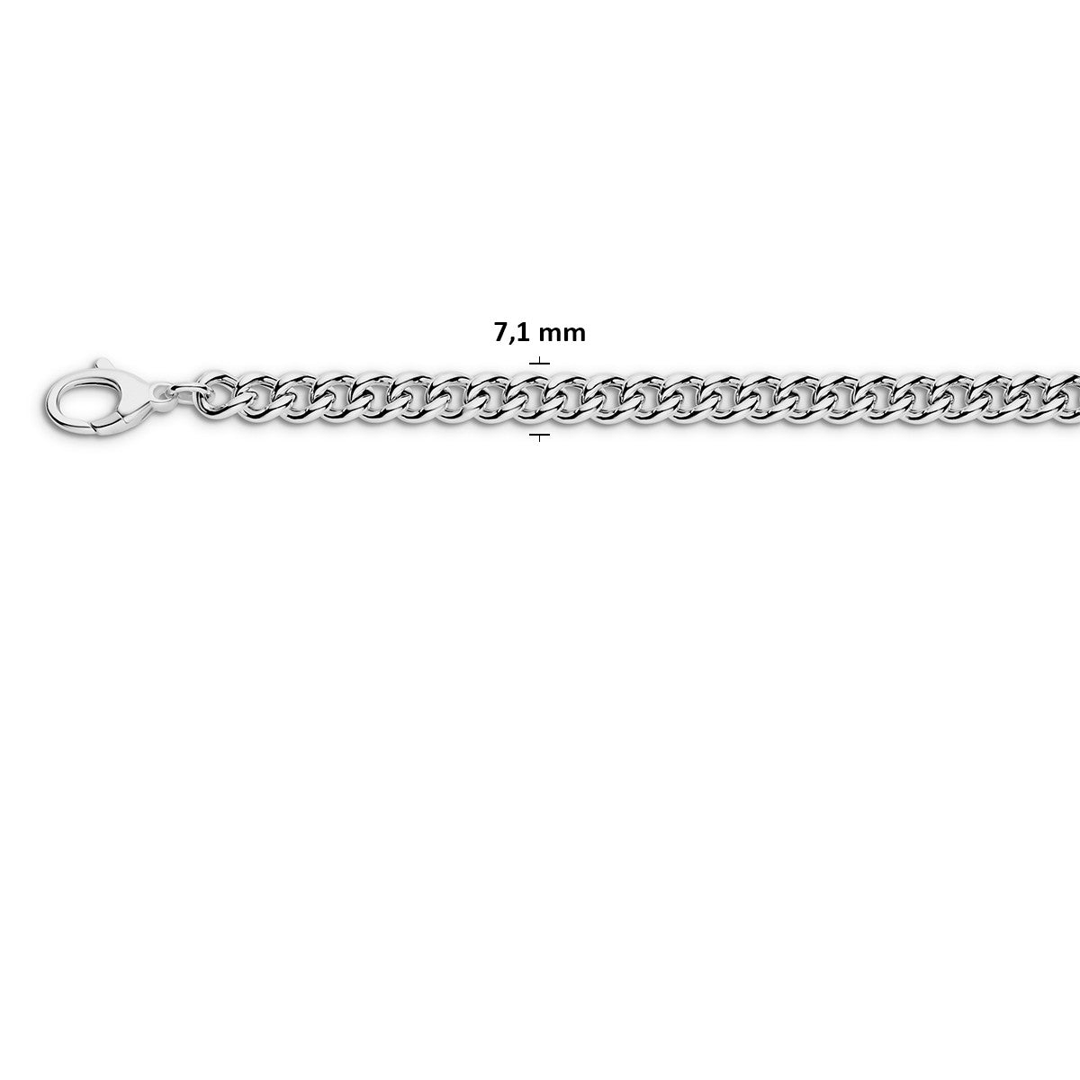 Collier gourmette 7,1 mm zilver