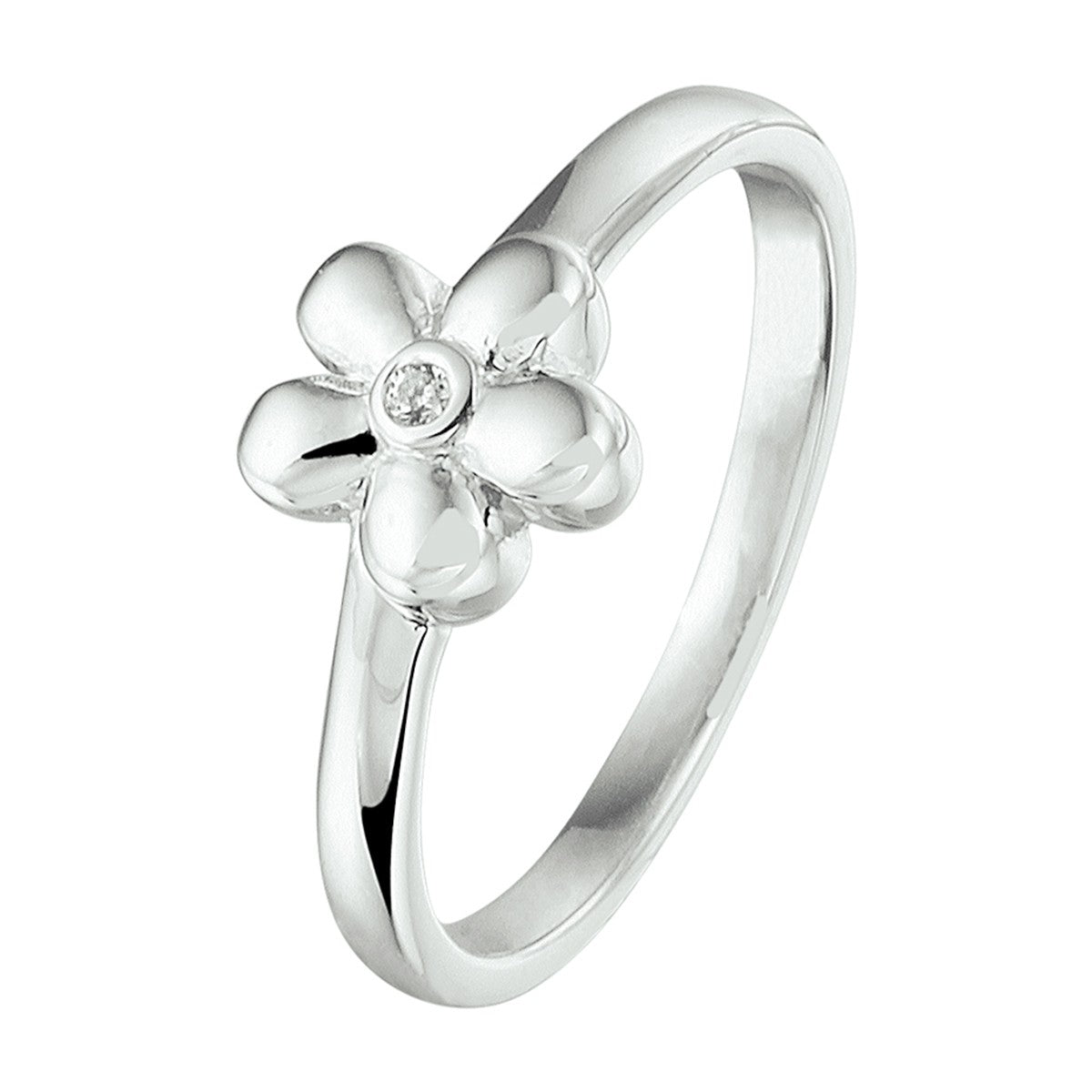 Gerhodineerd Zilver Ring Bloem Met Zirkonia 1329203 - PansiteNederland.nl