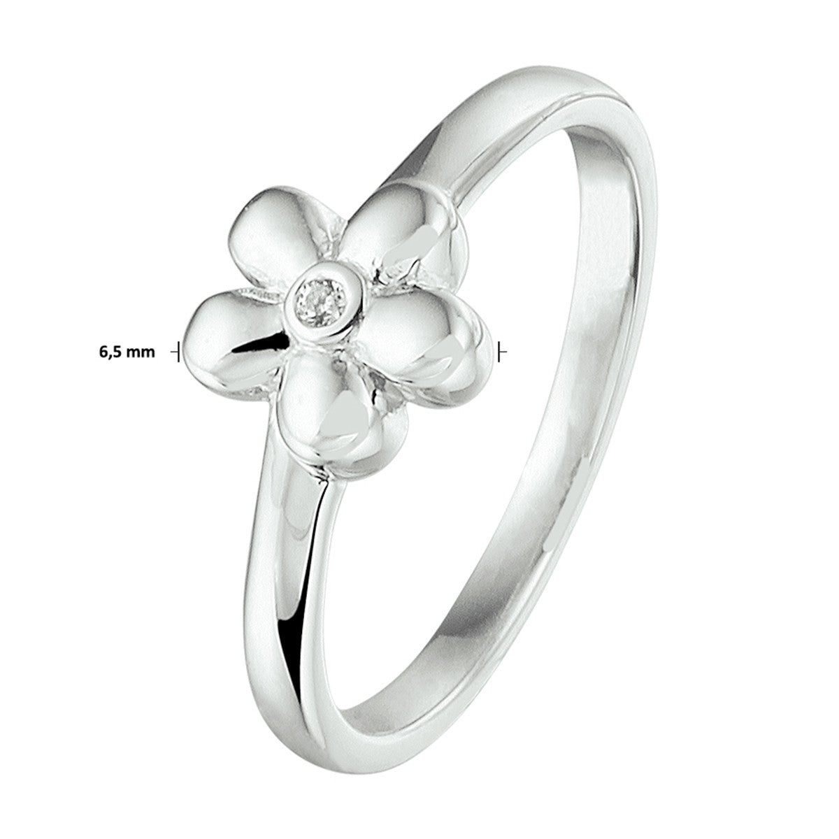 Gerhodineerd Zilver Ring Bloem Met Zirkonia 1329203 - PansiteNederland.nl