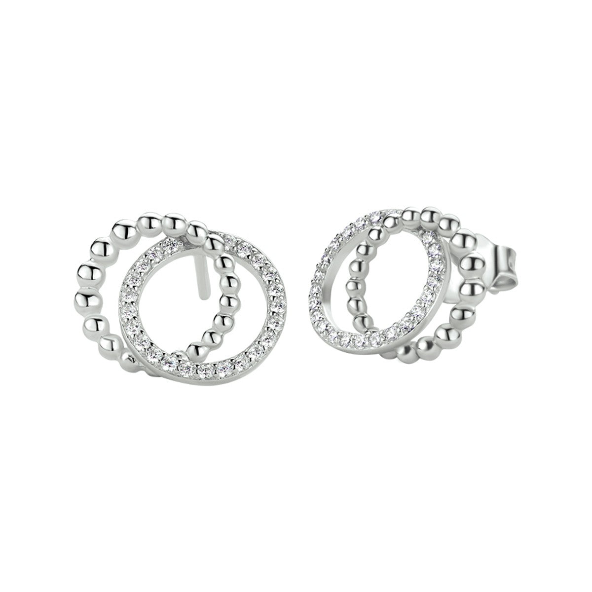 Zilver Gerhodineerd Oorknoppen Rondjes Zirkonia 1329247 - PansiteNederland.nl