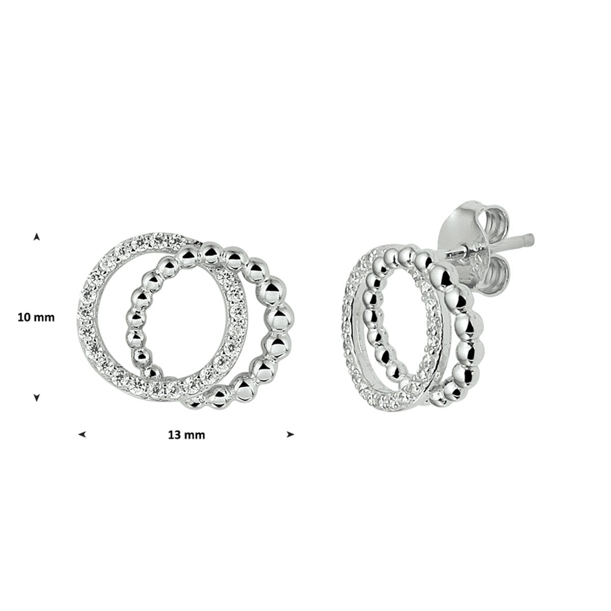Zilver Gerhodineerd Oorknoppen Rondjes Zirkonia 1329247 - PansiteNederland.nl