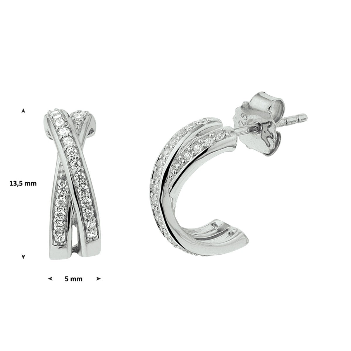 Zilver Gerhodineerd Stekeroorringen Zirkonia 1329284 - PansiteNederland.nl