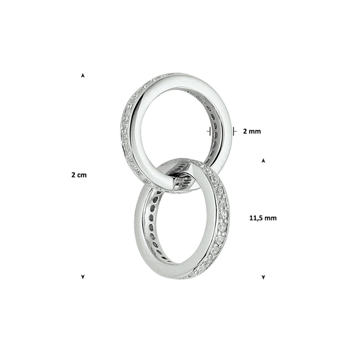 zilver gerhodineerd hanger zirkonia 1329286 - PansiteNederland.nl