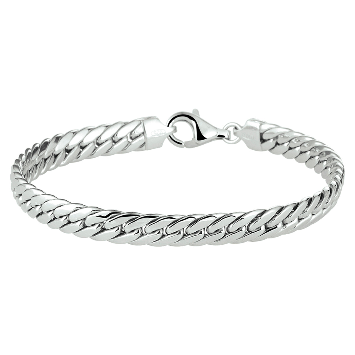 Armband gourmette 4 zijdes geslepen 6,0 mm 19 cm zilver gerhodineerd