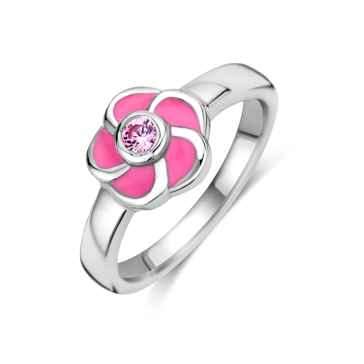 Gerhodineerd Zilveren Ring met Zirkonia voor Kinderen