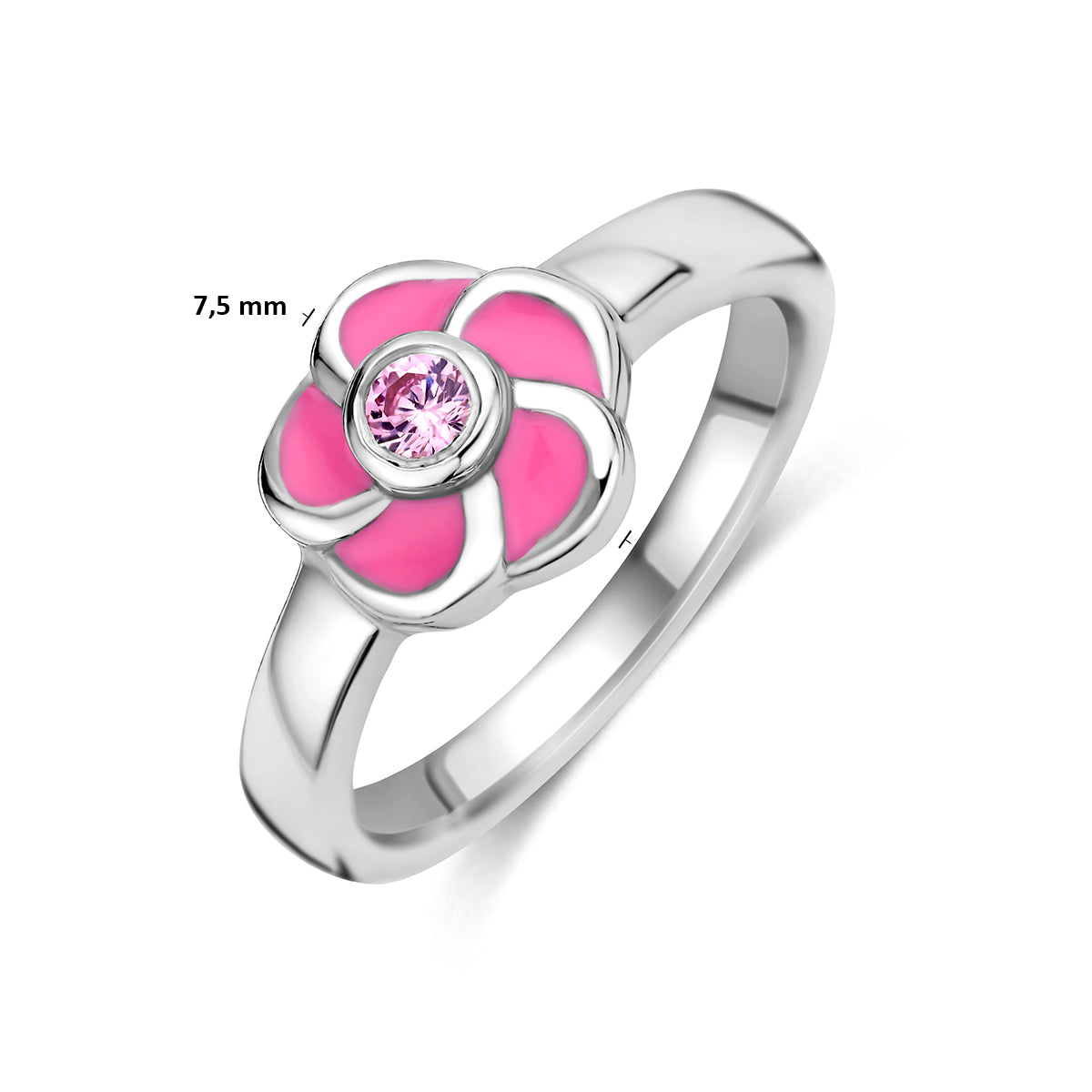 Gerhodineerd Zilveren Ring met Zirkonia voor Kinderen