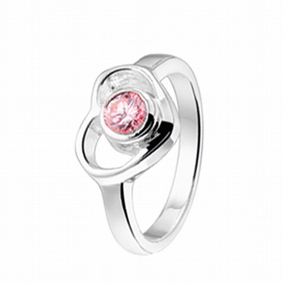 Gerhodineerd Zilver Ring Hart Roze Met Zirkonia 1329408 - PansiteNederland.nl