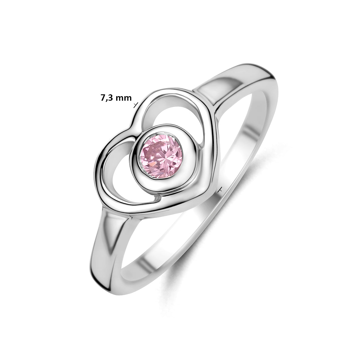 Gerhodineerd Zilveren Ring met Zirkonia voor Kinderen