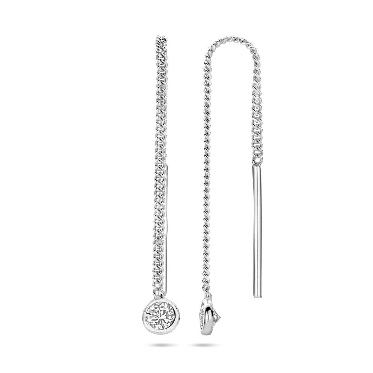 Zilver Gerhodineerd Doortrekoorbellen Zirkonia 1329590 - PansiteNederland.nl