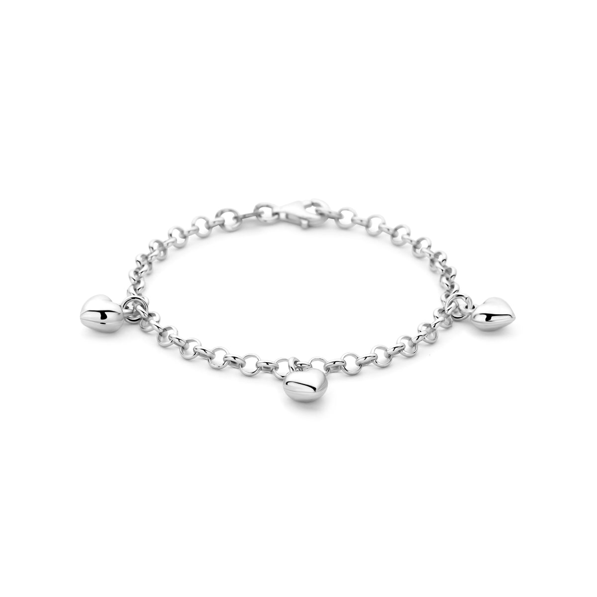 Armband hart 15 cm zilver gerhodineerd