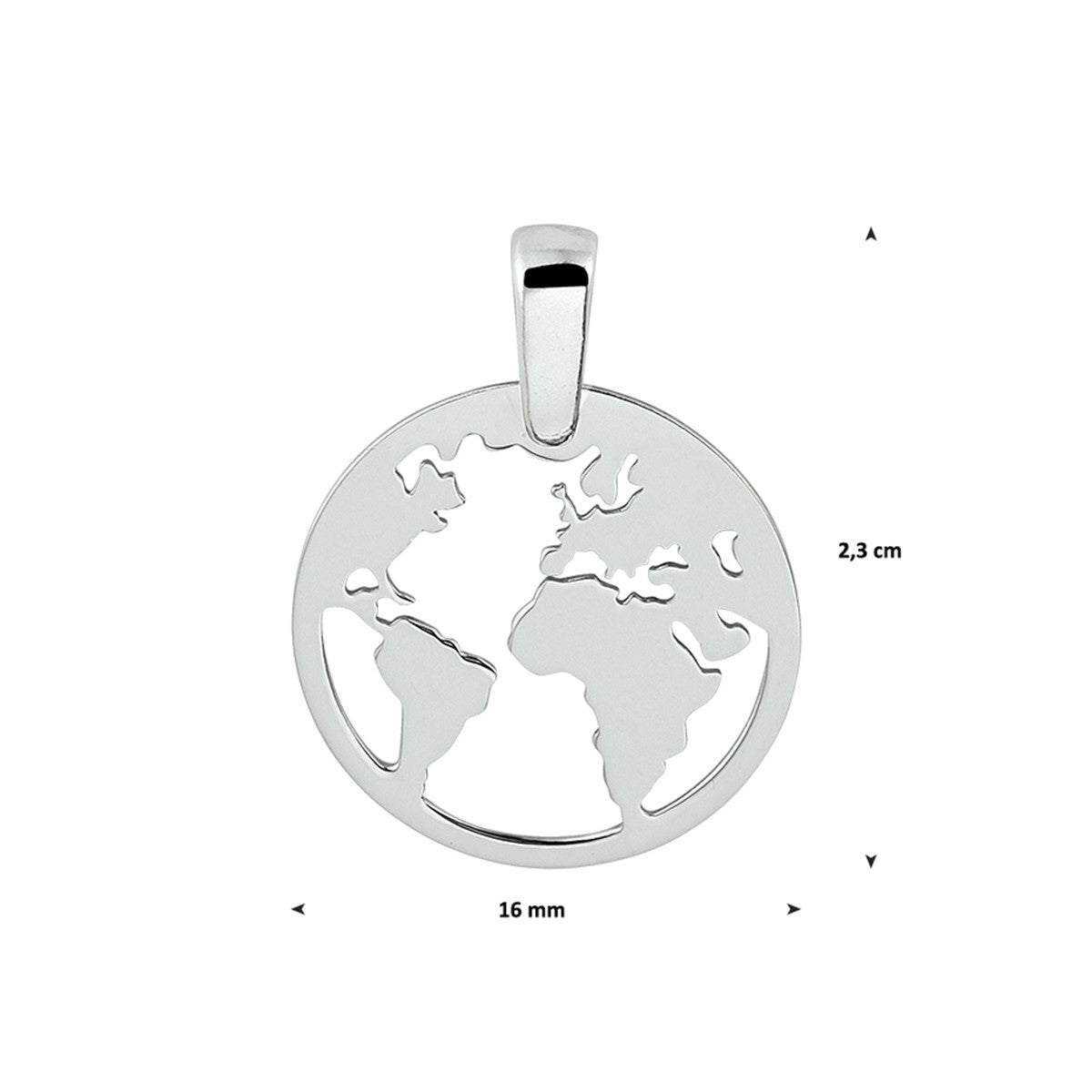 zilver gerhodineerd hanger wereldbol 1329627 - PansiteNederland.nl