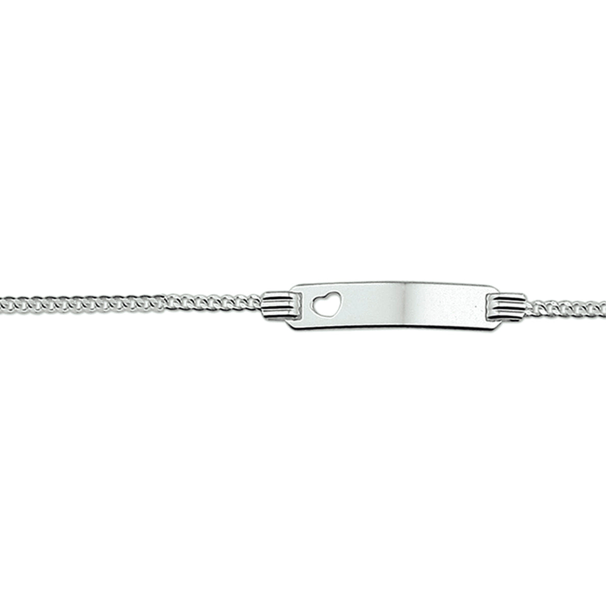 Graveerarmband hart gourmette plaat 4,8 mm zilver gerhodineerd