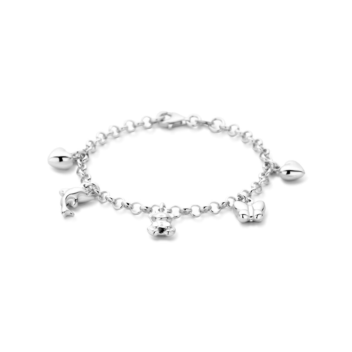 Armband diverse bedels 15 cm zilver gerhodineerd