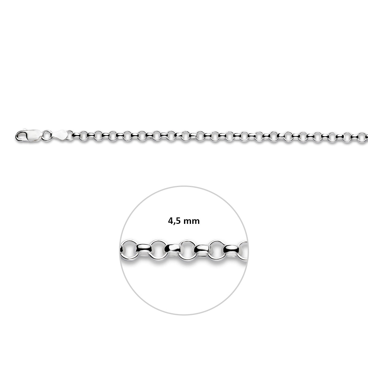 Armband jasseron 4,5 mm 19 cm zilver gerhodineerd