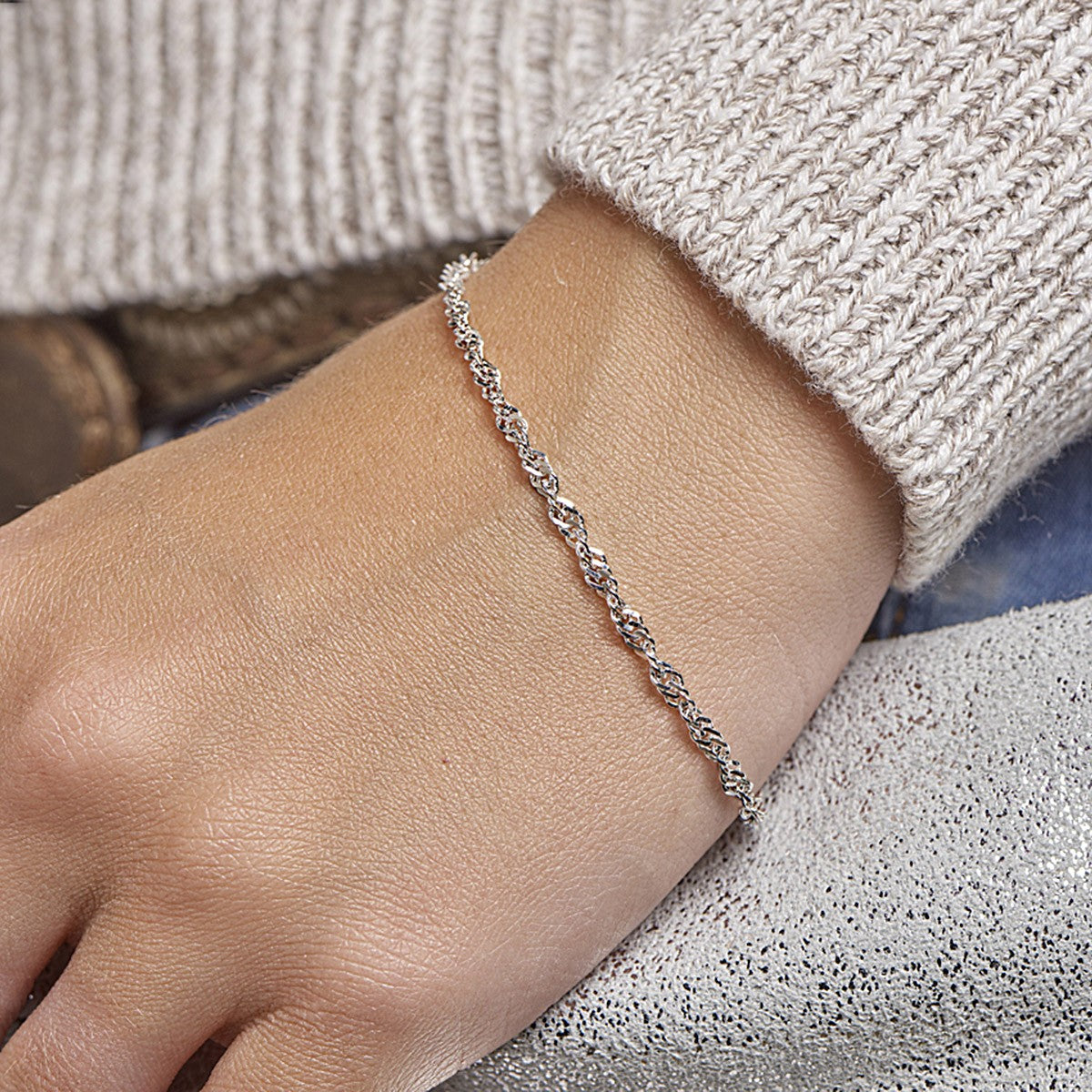 Armband singapore 2,9 mm gerhodineerd zilver – 1329702