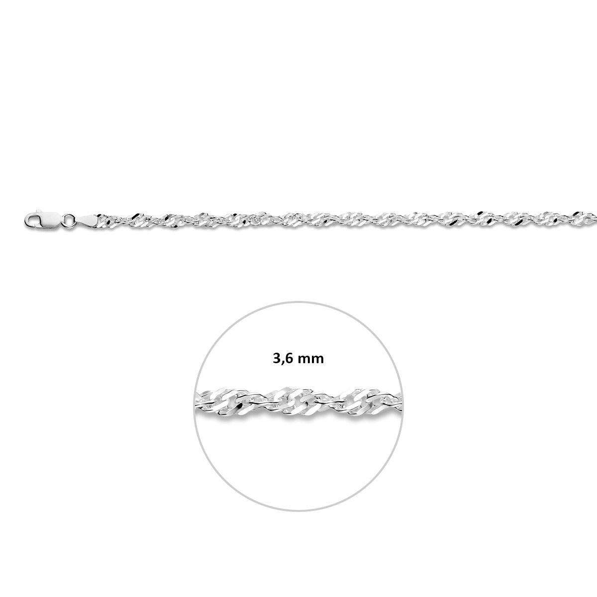 Armband singapore 3,6 mm gerhodineerd zilver – 1329704