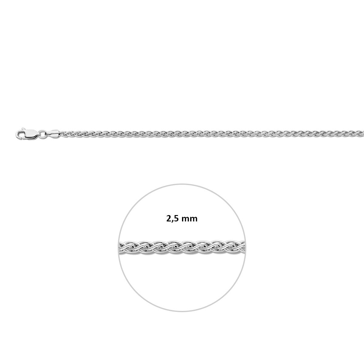 Armband Vossestaart rond 2,5 mm zilver