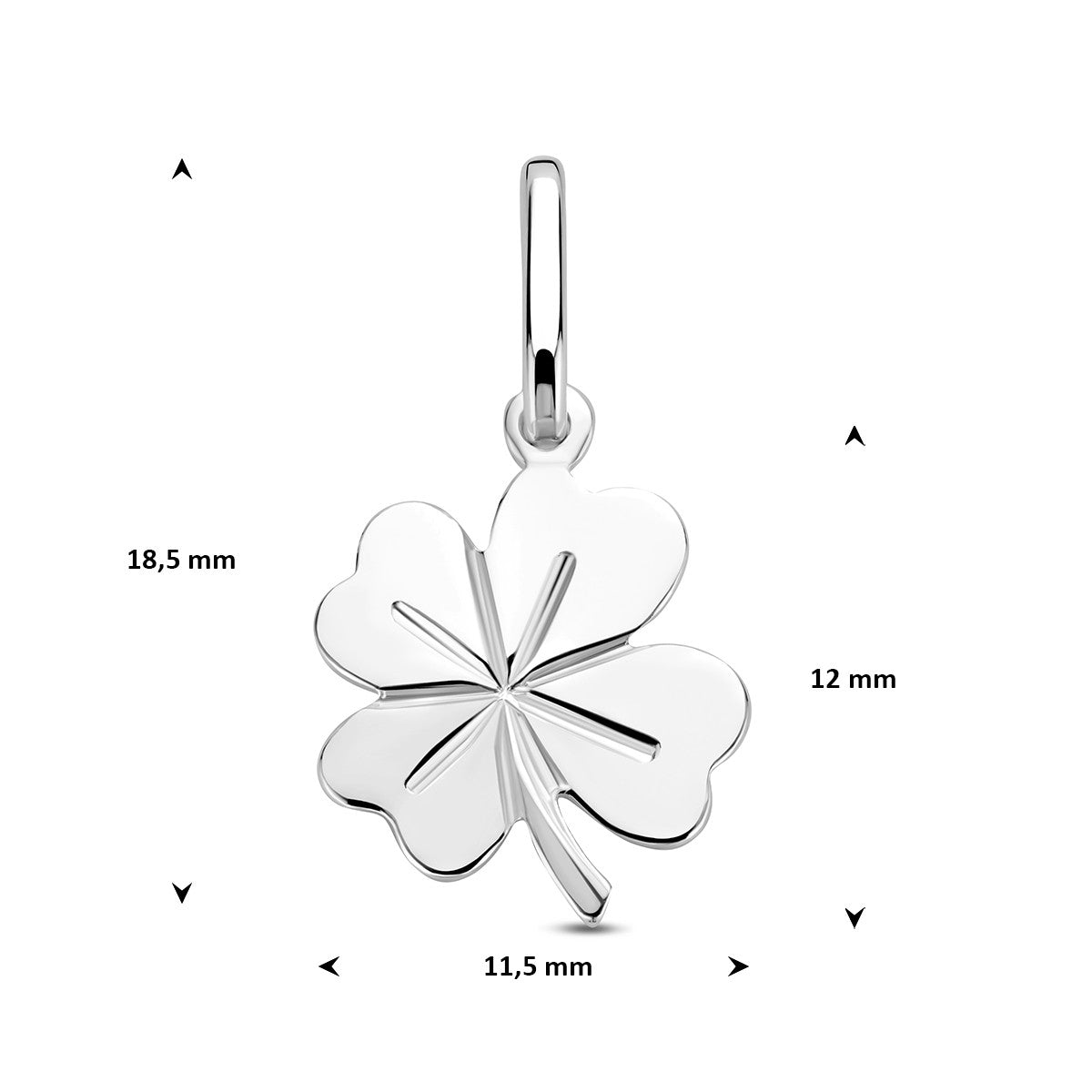 Hanger klavertje 12 mm zilver