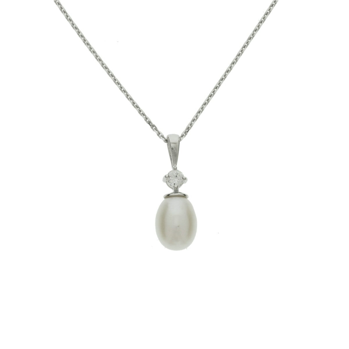 zilver gerhodineerd collier parel 41 + 4 cm 1329795 - PansiteNederland.nl