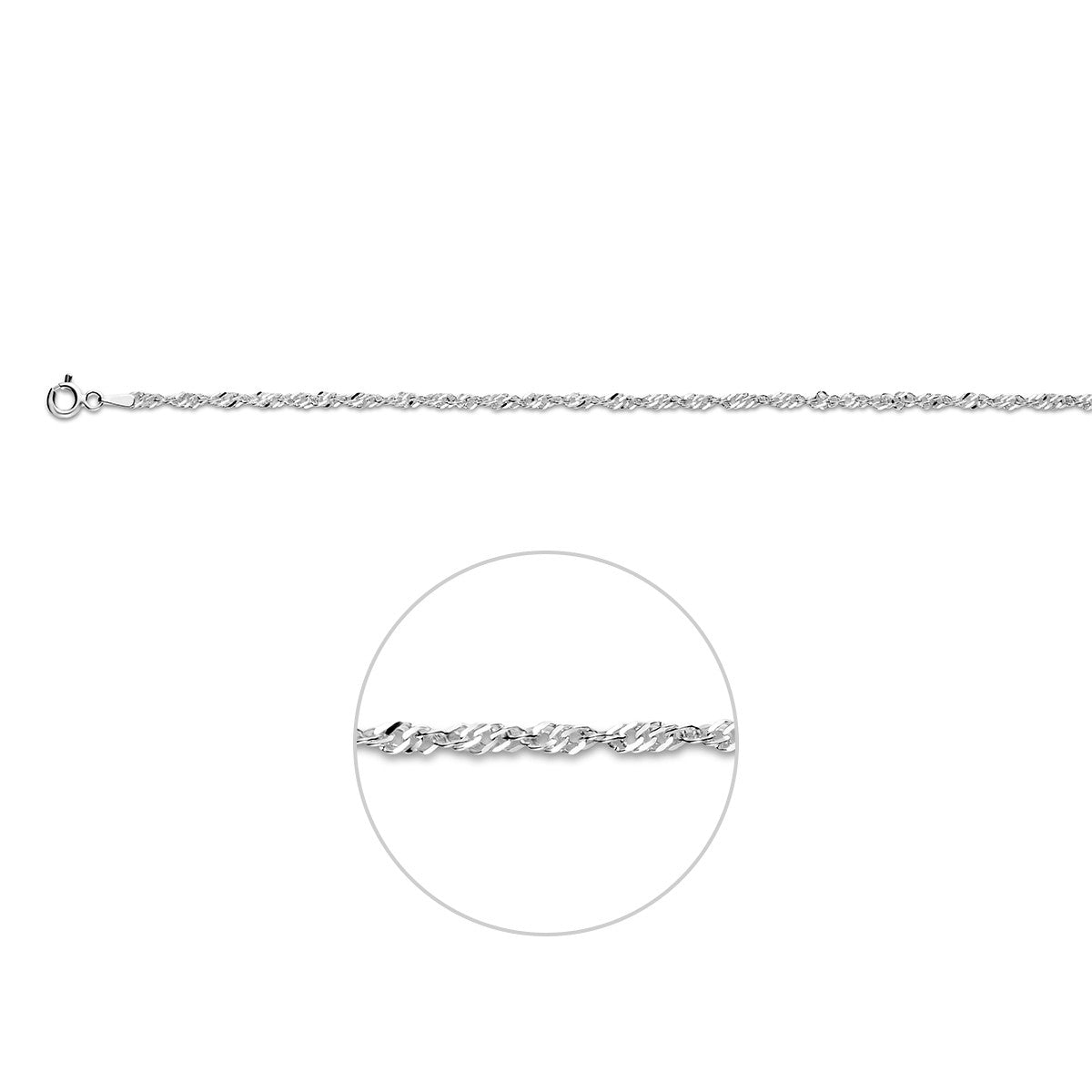 Enkelbandje singapore 2,3 mm 24 cm zilver