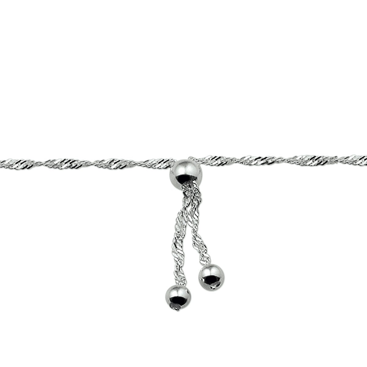 Zilver gerhodineerd enkelbandje bolletjes 22 -24 cm 1329799 - PansiteNederland.nl