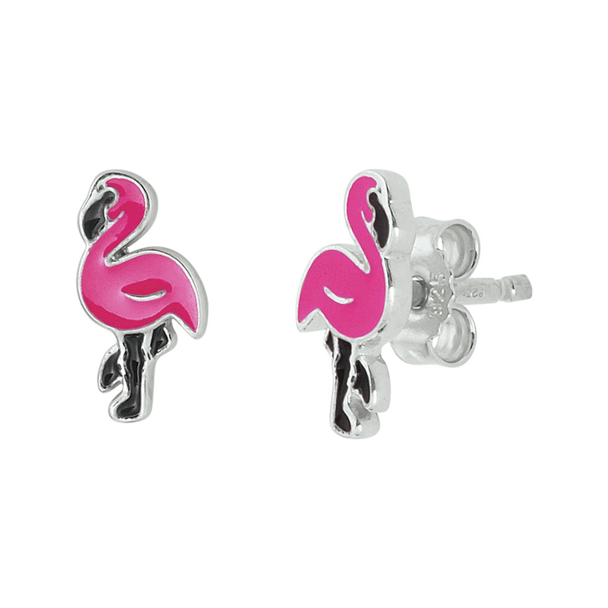Zilver Gerhodineerd Oorknoppen Flamingo 1329849 - PansiteNederland.nl