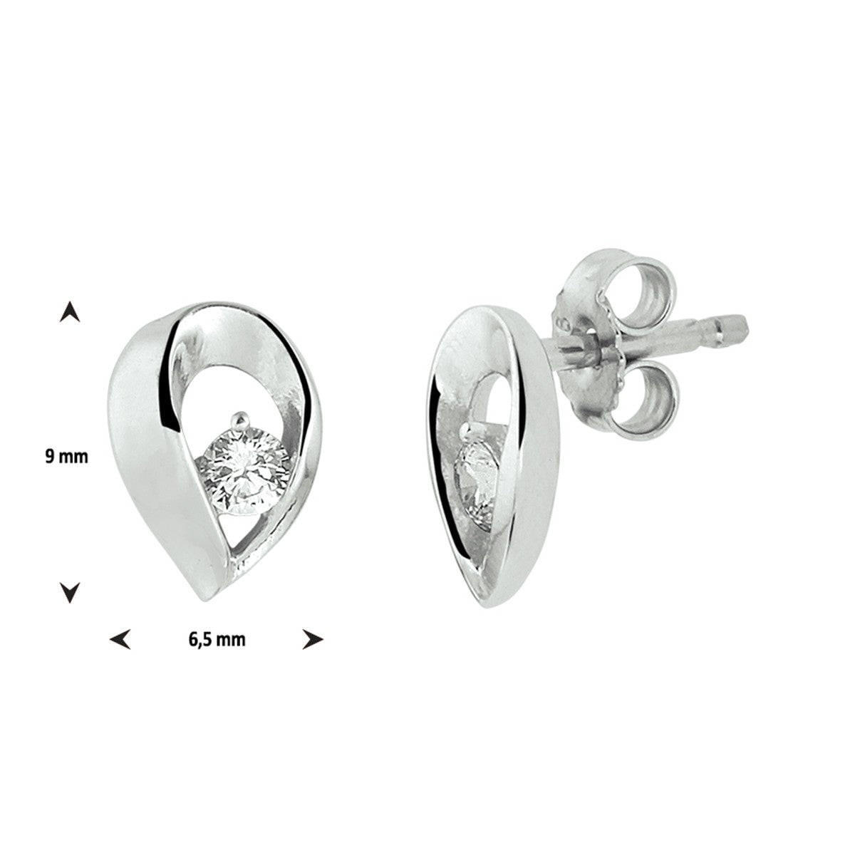Zilver Gerhodineerd Oorknoppen Zirkonia 1329873 - PansiteNederland.nl